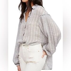 Free People Headed to the Highlands Button Down Top Blouse‎ Size Medium